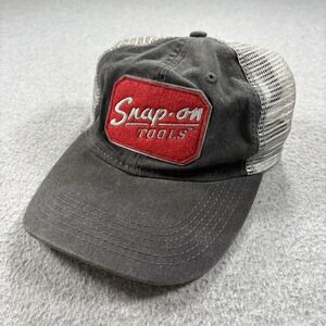 Snap On Tools Gray Mesh Logo Patch Adjustable Trucker Hat Official